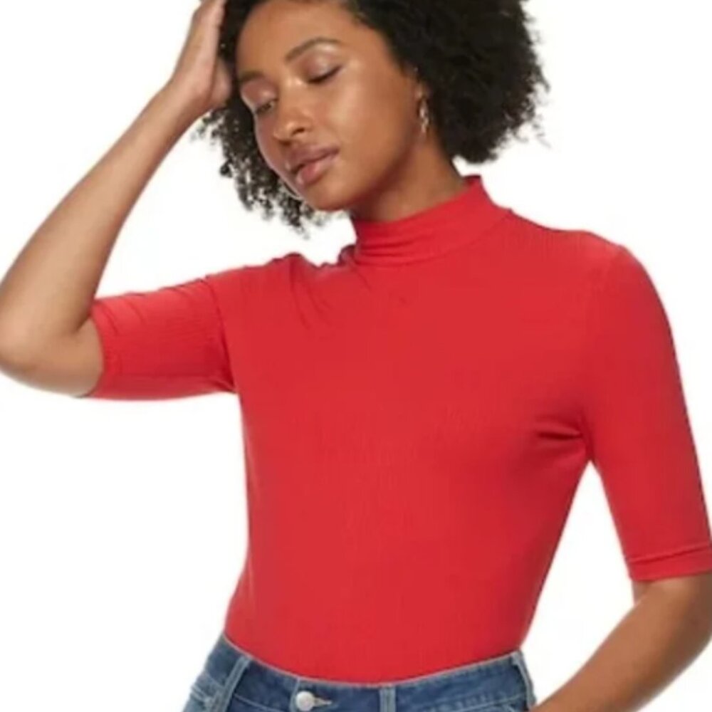 Mockneck Ribbed Top